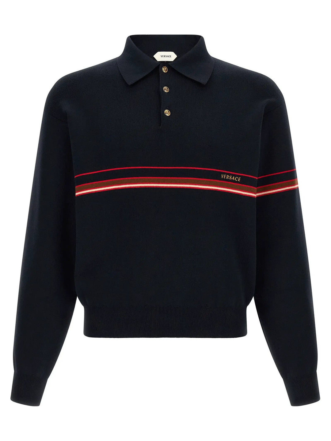 Versace Blue Cotton Polo Shirt