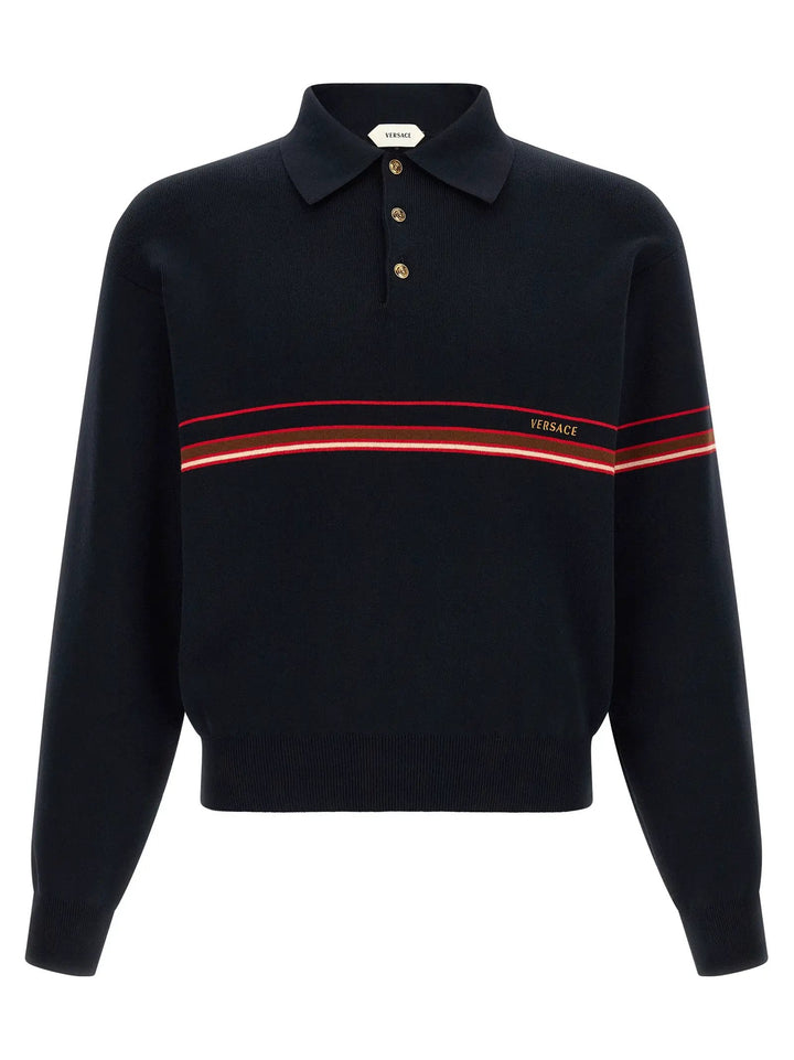 Versace Blue Cotton Polo Shirt