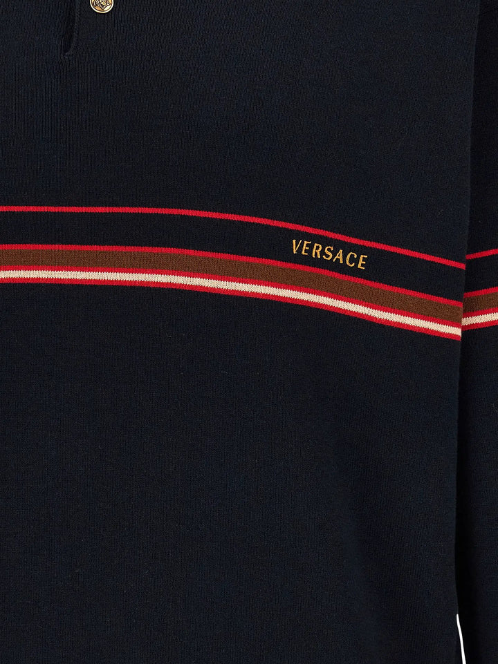 Versace Blue Cotton Polo Shirt
