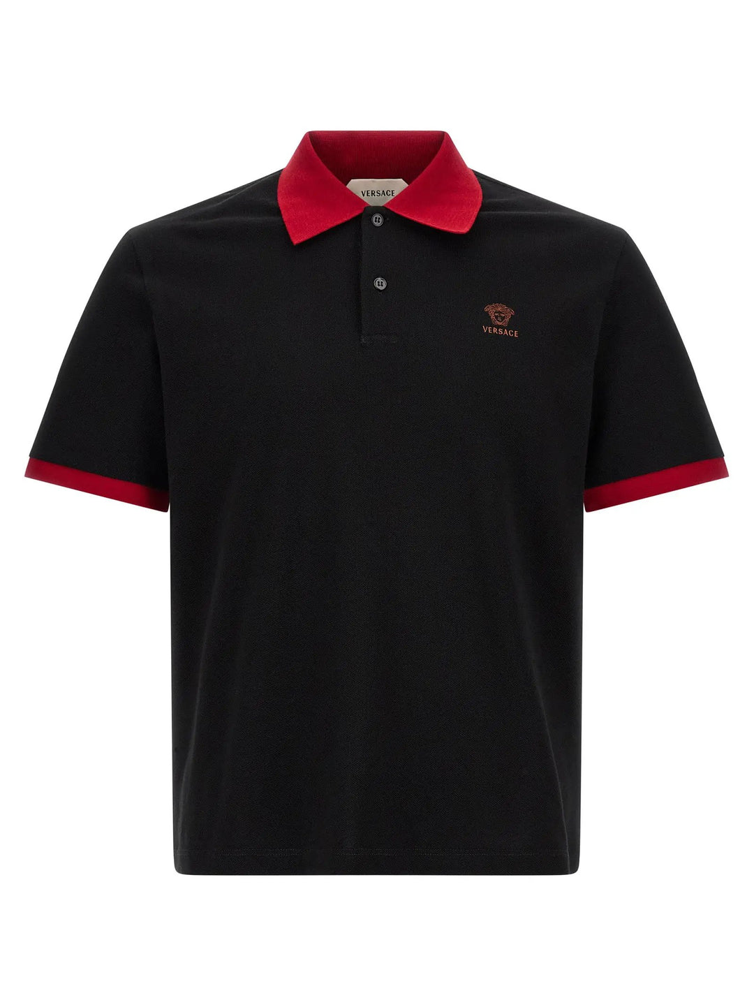 Versace Black Cotton Polo Shirt
