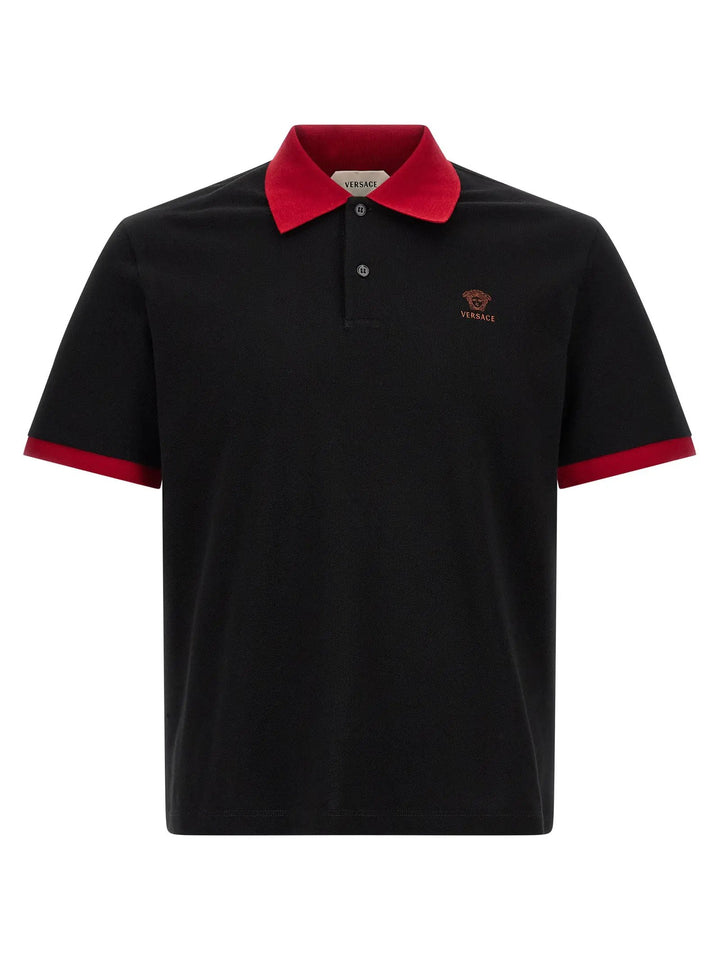 Versace Black Cotton Polo Shirt