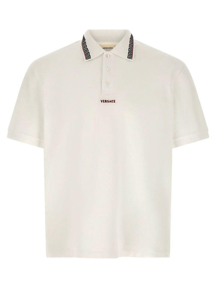 Versace White Cotton Polo Shirt