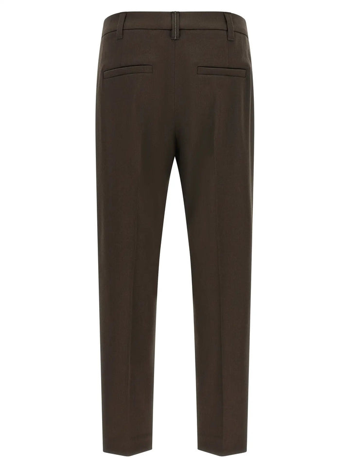 Brunello Cucinelli Brown Virgin Wool Dress Pants