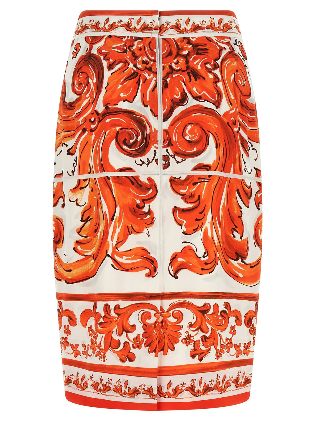 Dolce &amp; Gabbana Orange Silk Midi Skirt