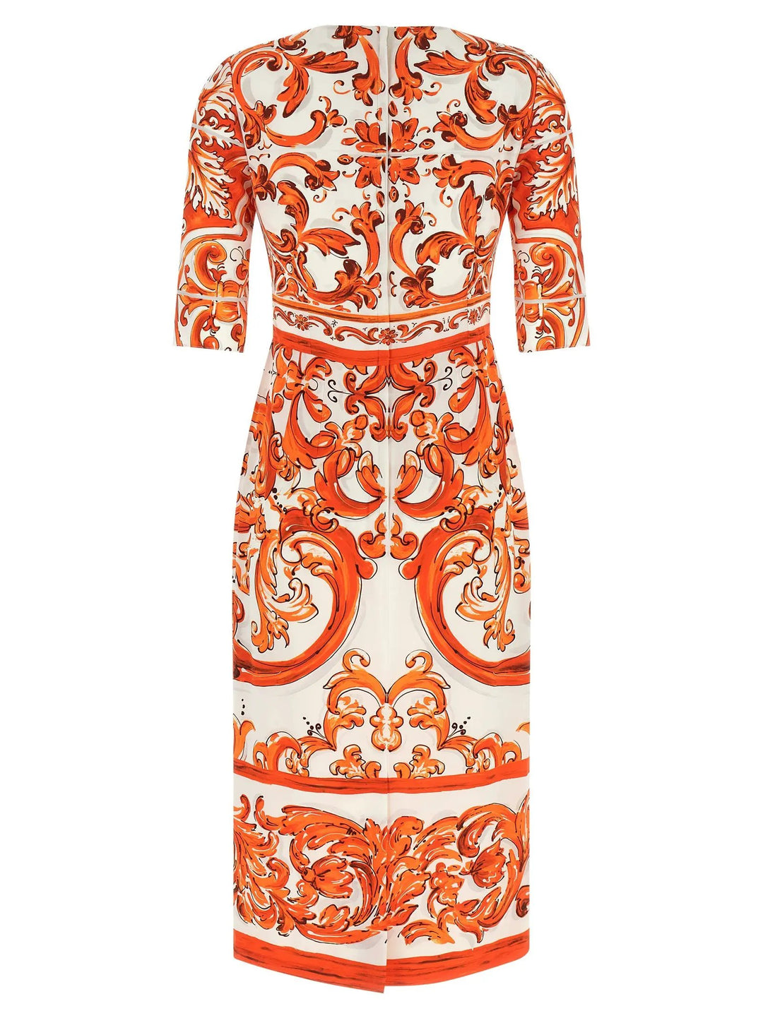 Dolce &amp; Gabbana Sample Sale | Dolce &amp; Gabbana Orange Silk Midi Dress - | Designer outlet
