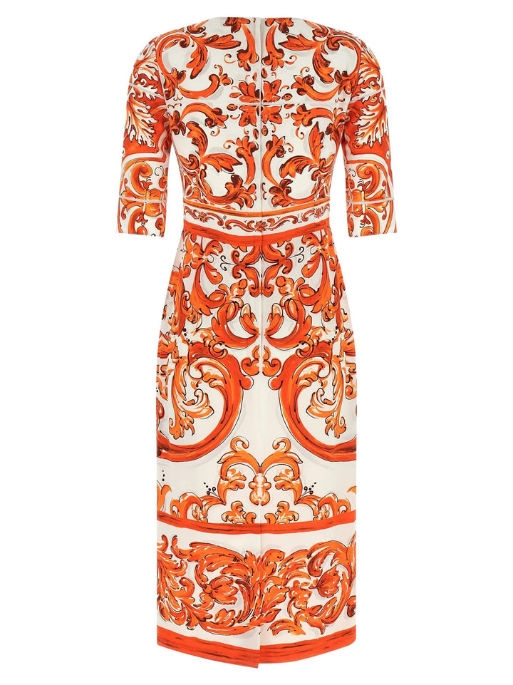 Dolce &amp; Gabbana Sample Sale | Dolce &amp; Gabbana Orange Silk Midi Dress - | Designer outlet
