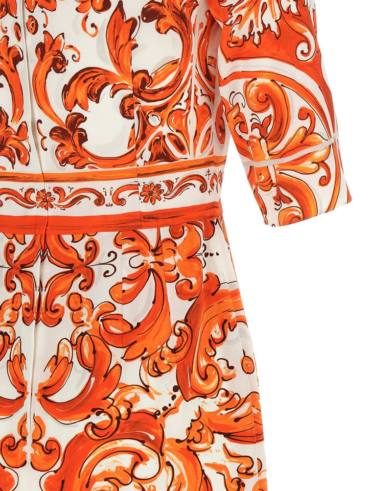 Dolce &amp; Gabbana Sample Sale | Dolce &amp; Gabbana Orange Silk Midi Dress - | Designer outlet