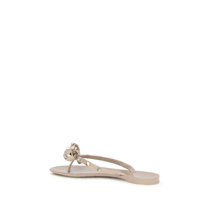 Valentino Garavani Beige Cotton Flip-Flop Sandals