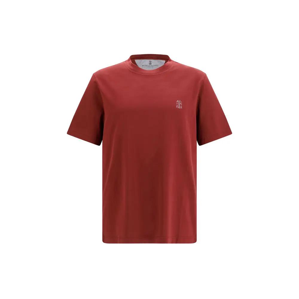 Brunello Cucinelli Bordeaux Cotton T-Shirt