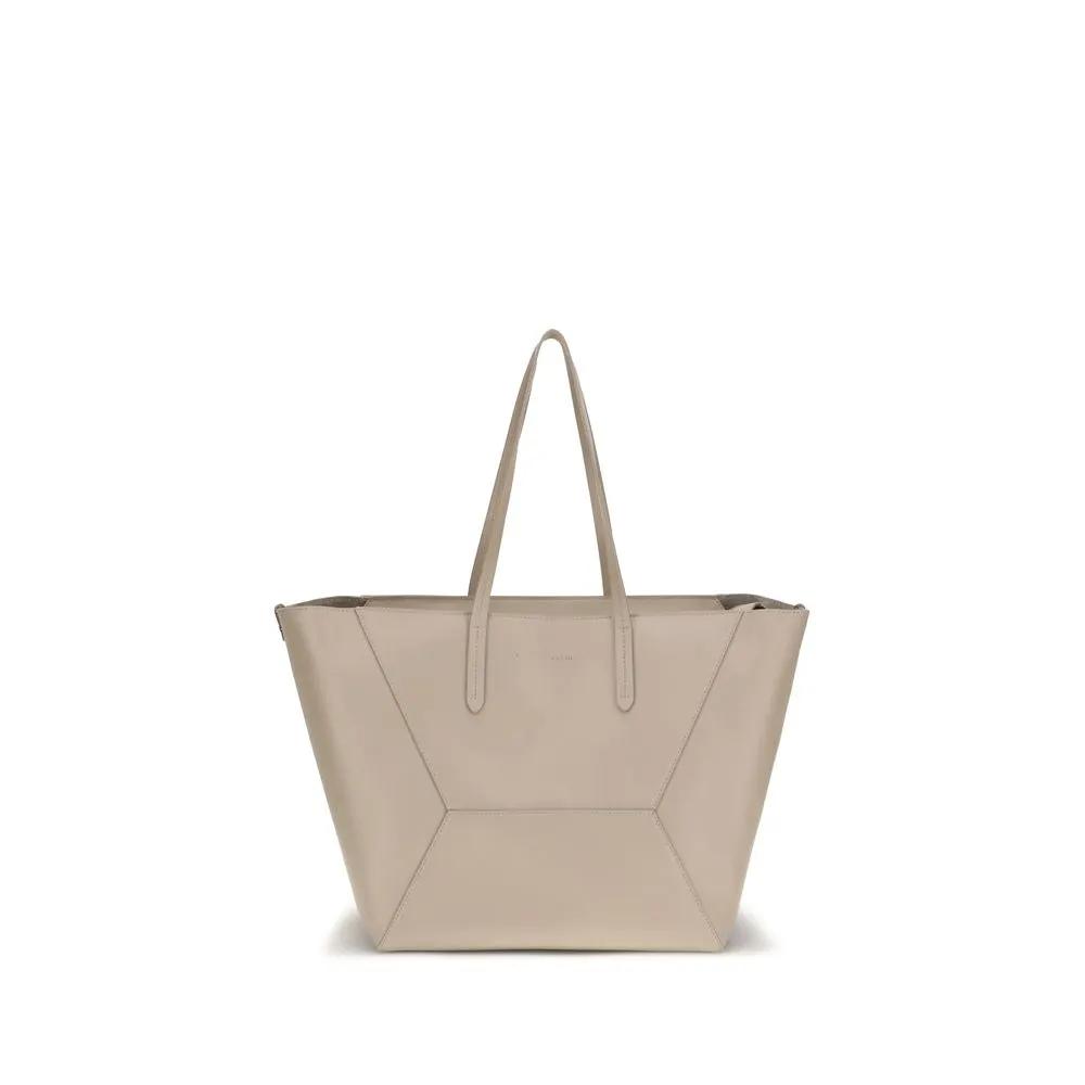 Brunello Cucinelli Beige Calf Leather Bos Taurus Shoulder Bag