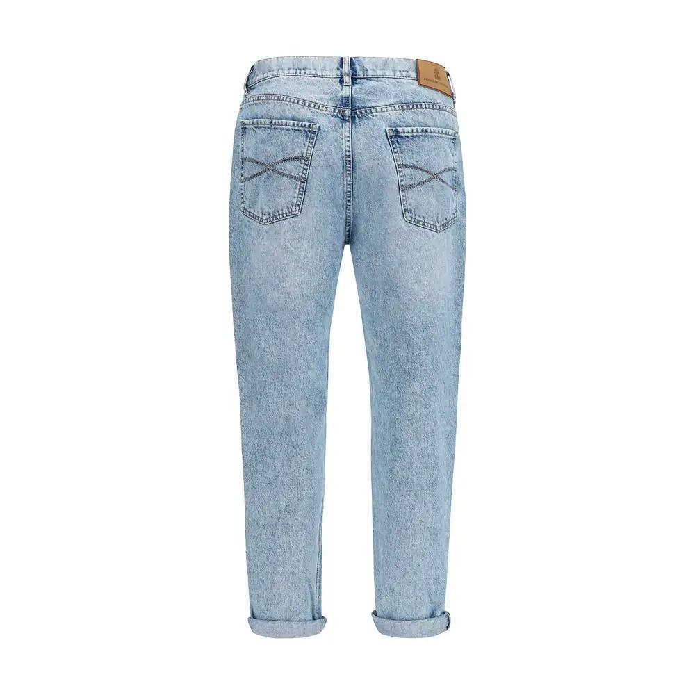 Brunello Cucinelli Sample Sale | Brunello Cucinelli Blue Cotton Straight-Leg Jeans - | Designer outlet