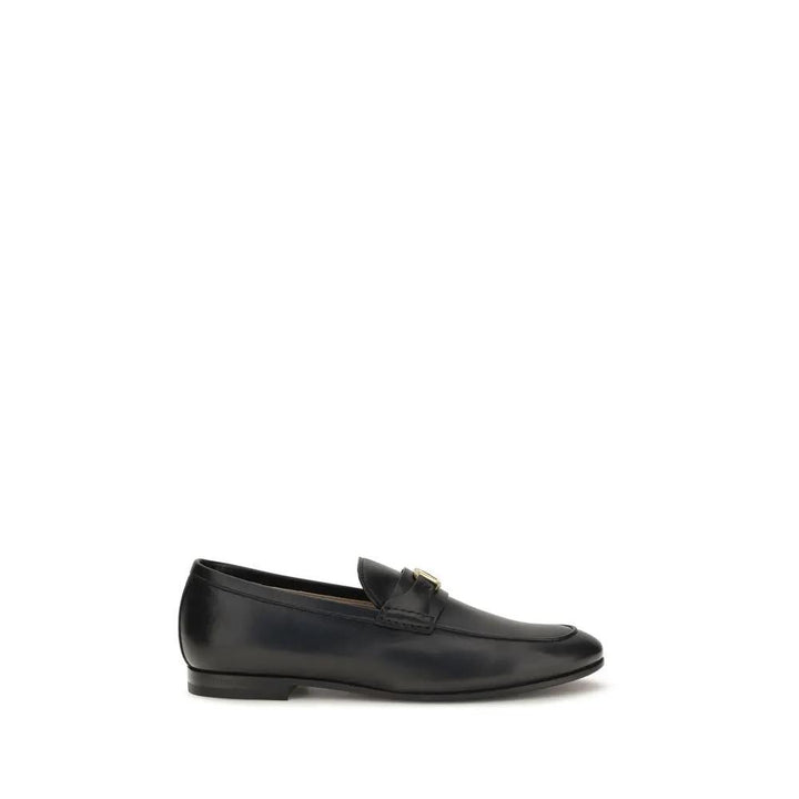 Valentino Garavani Black Calf Leather Bos Taurus Slip-On Loafers