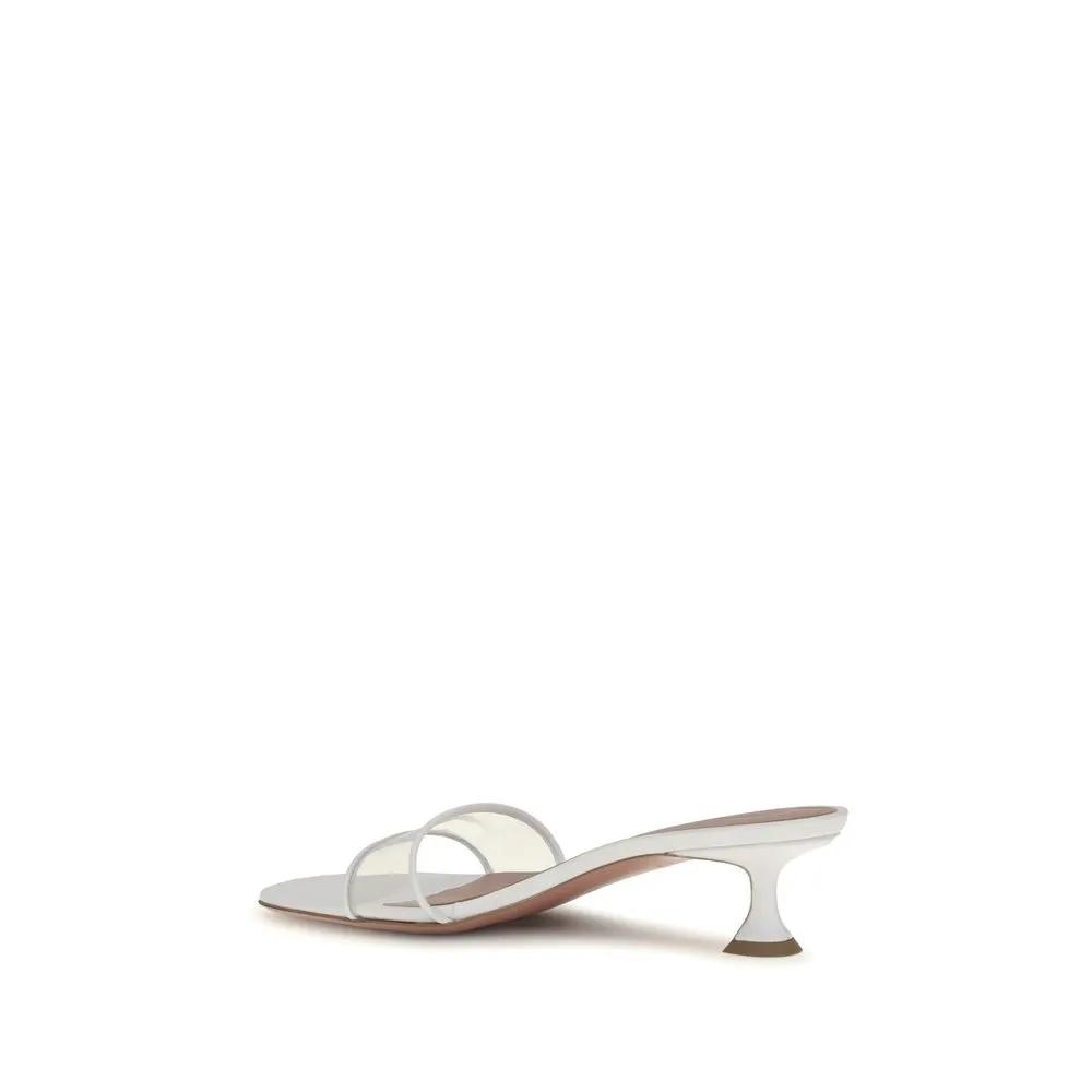 Amina Muaddi White Calf Leather Bos Taurus Sandals