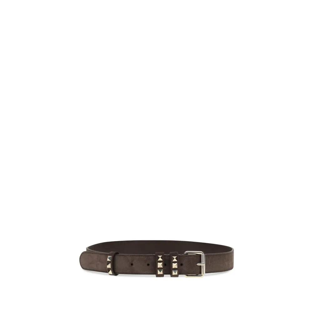 Valentino Garavani Brown Suede Leather Regular Belt