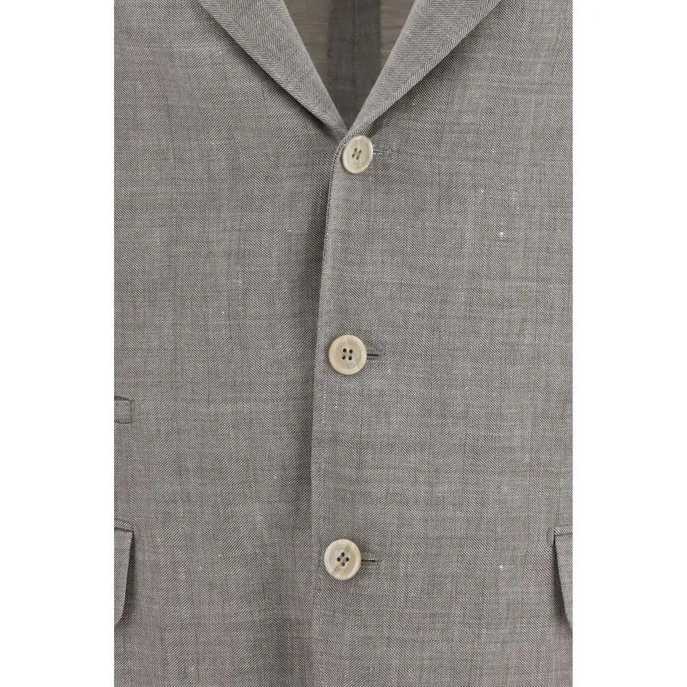 Brunello Cucinelli Beige Linen Full-Length Jacket