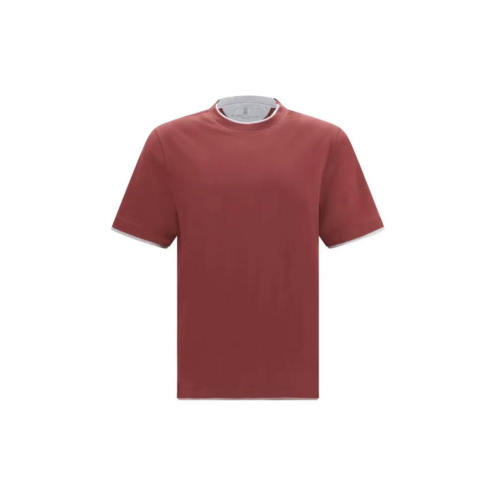 Brunello Cucinelli Bordeaux Cotton T-Shirt