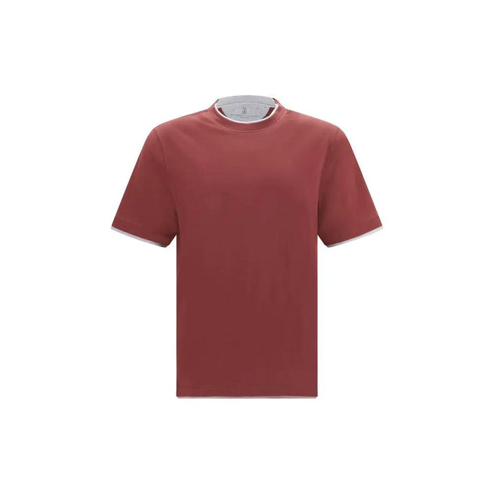 Brunello Cucinelli Bordeaux Cotton T-Shirt