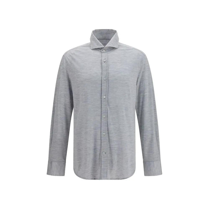 Brunello Cucinelli Gray Silk Dress Shirt