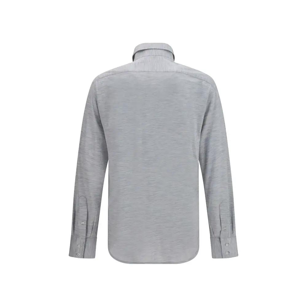 Brunello Cucinelli Sample Sale | Brunello Cucinelli Blue Silk Dress Shirt - | Designer outlet