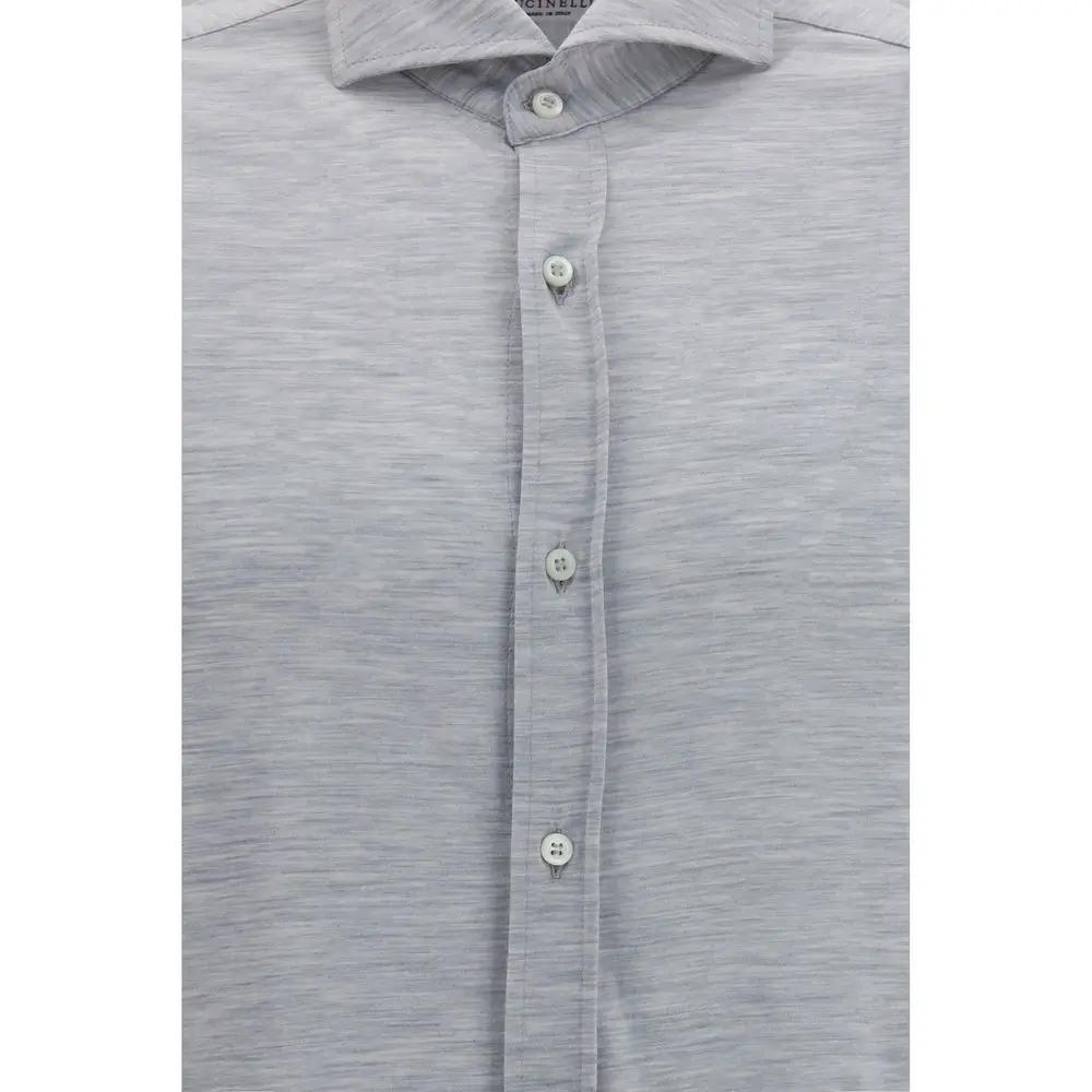 Brunello Cucinelli Gray Silk Dress Shirt
