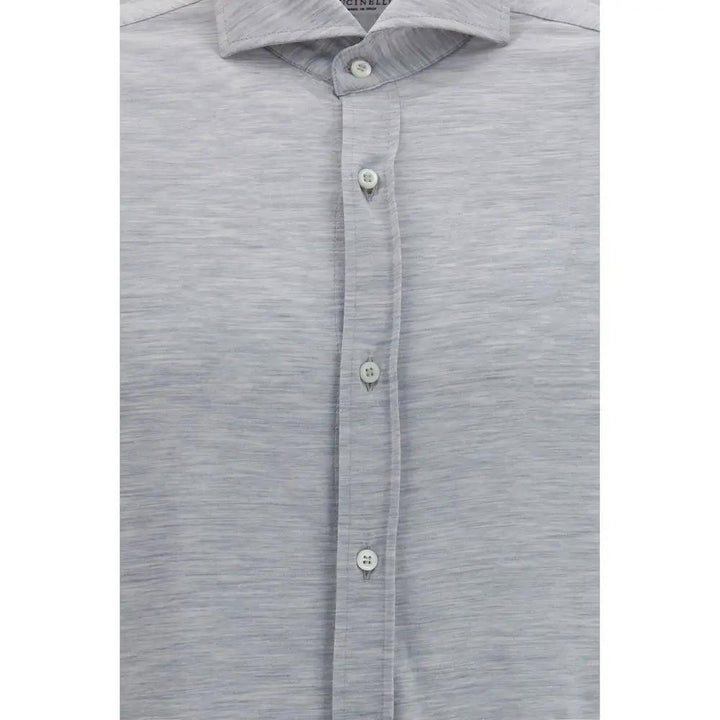 Brunello Cucinelli Gray Silk Dress Shirt