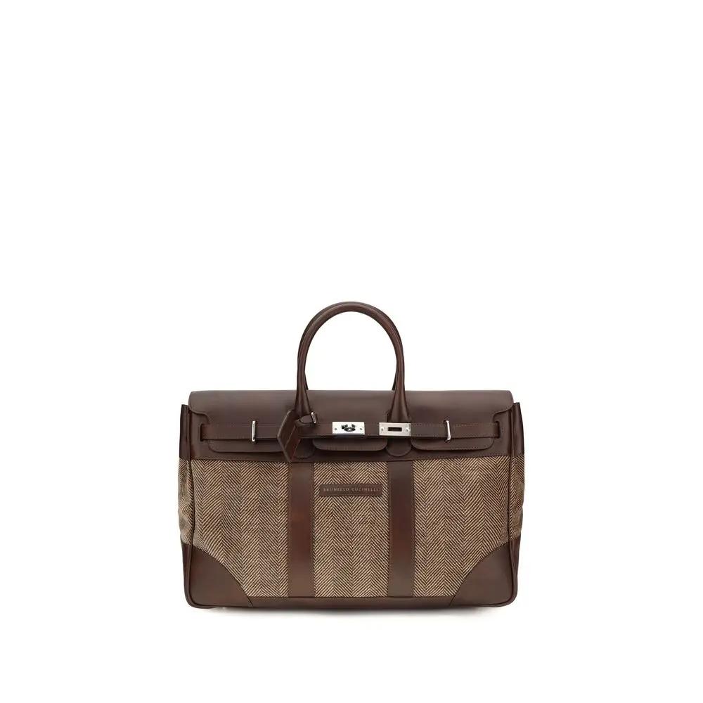 Brunello Cucinelli Brown Calf Leather Bos Taurus Luggage And Travel