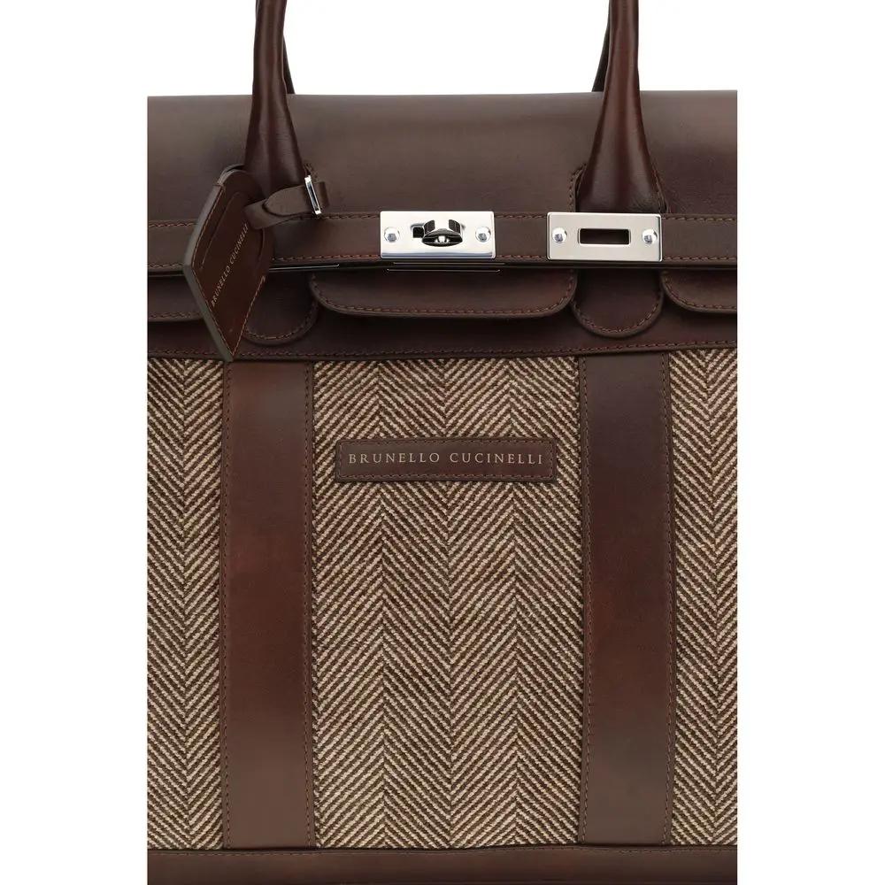 Brunello Cucinelli Brown Calf Leather Bos Taurus Luggage And Travel