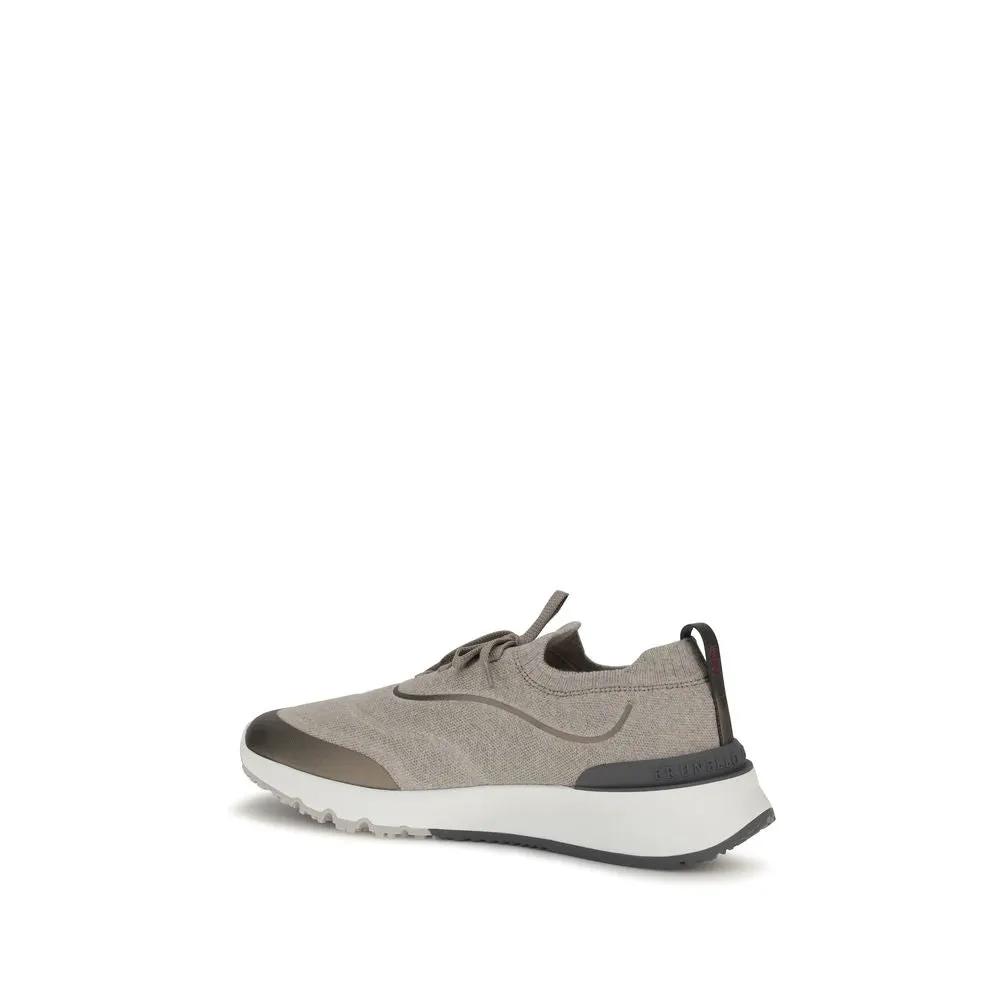 Brunello Cucinelli Brown Cotton Athletic Sneakers
