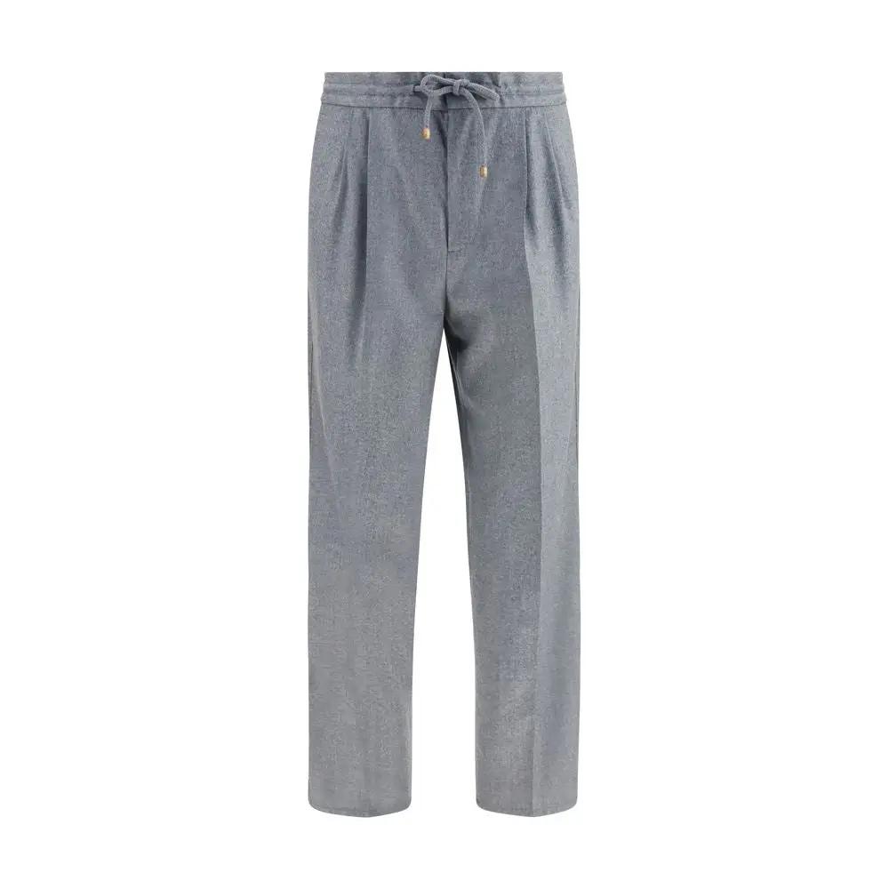 Brunello Cucinelli Gray Wool Oves Aries Casual Pants