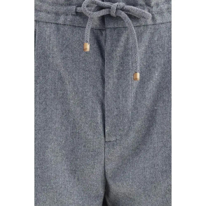 Brunello Cucinelli Gray Wool Oves Aries Casual Pants