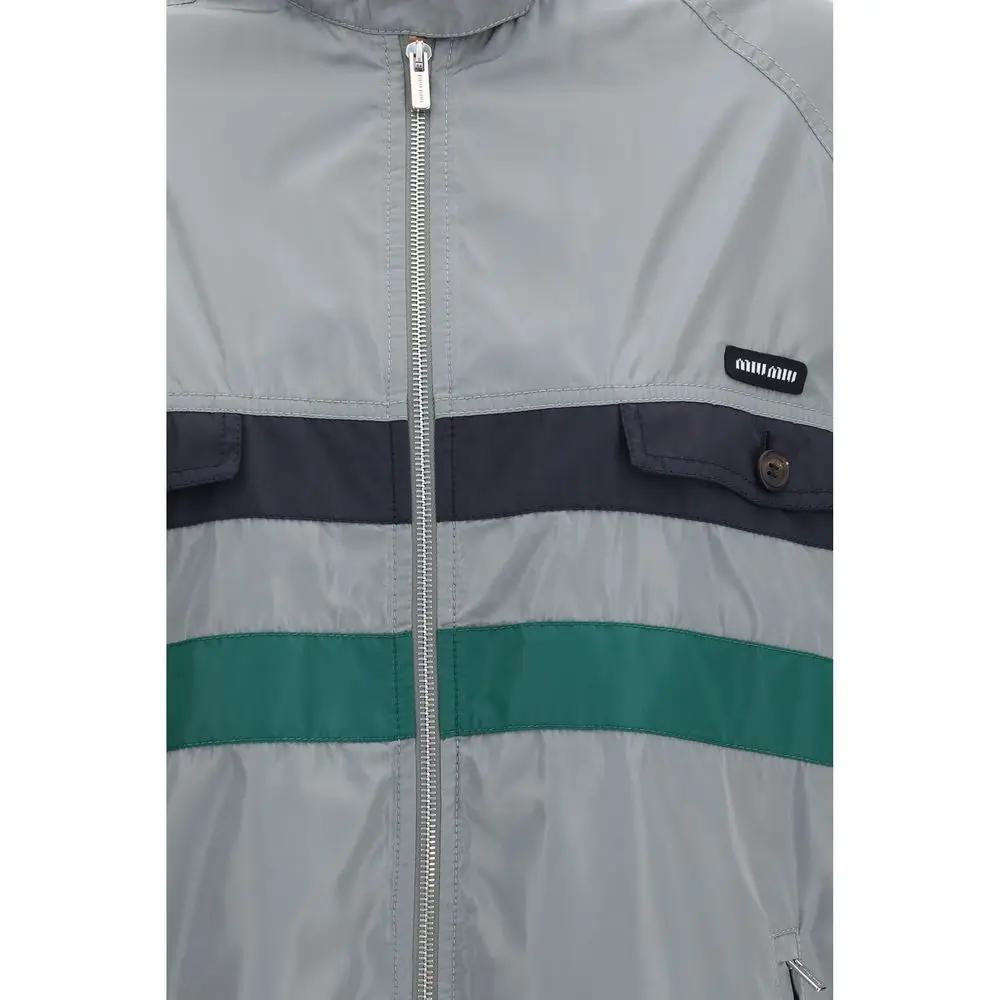 Miu Miu Gray Polyester Shell Jacket