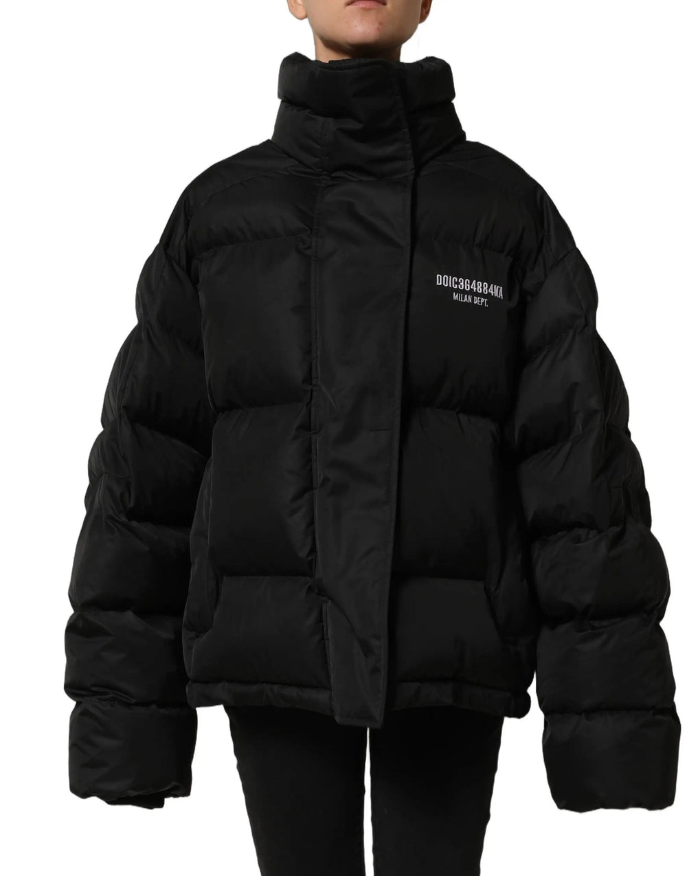 Dolce & Gabbana Sample Sale | Dolce & Gabbana Black DGVIB3 Embroidered Padded Puffer Jacket - | Designer outlet