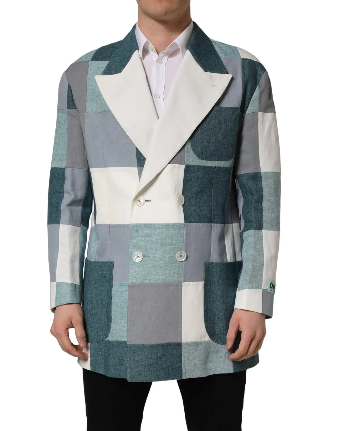 Dolce &amp; Gabbana Multicolor Patchwork Linen Double Breasted Jacket