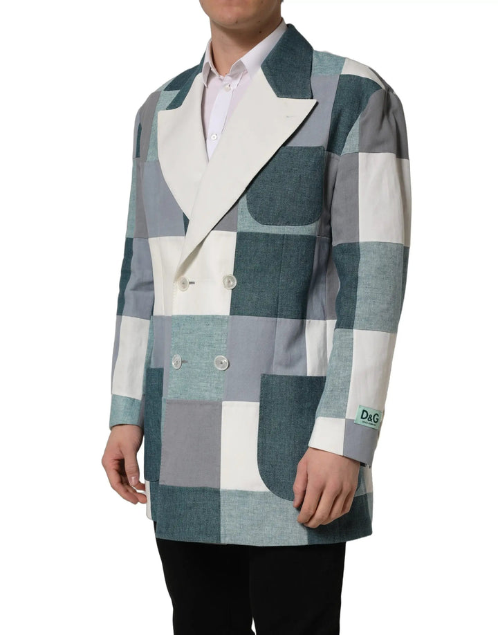 Dolce &amp; Gabbana Multicolor Patchwork Linen Double Breasted Jacket