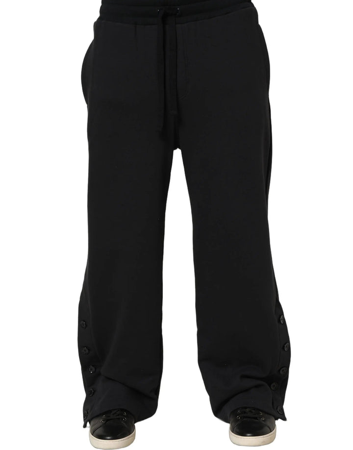 Dolce &amp; Gabbana Black Drawstring Viscose Jogger Men Sweatpants Pants