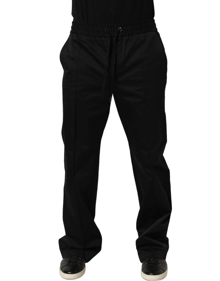 Dolce &amp; Gabbana Black Drawstring Cotton Jogger Men Sweatpants Pants