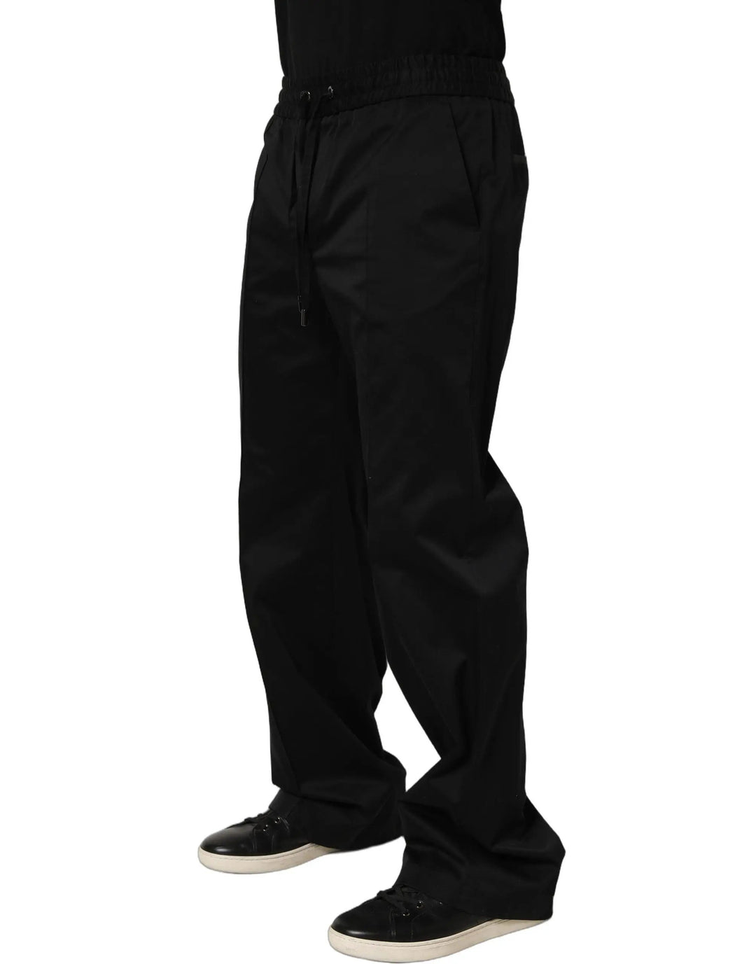 Dolce &amp; Gabbana Black Drawstring Cotton Jogger Men Sweatpants Pants
