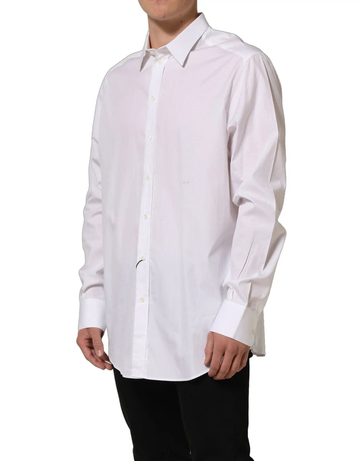 Dolce &amp; Gabbana White Cotton Long Sleeves Men Dress Shirt