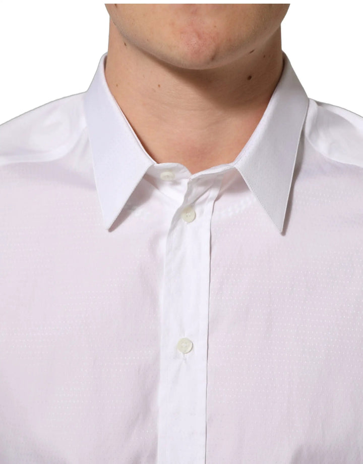 Dolce &amp; Gabbana White Cotton Long Sleeves Men Dress Shirt