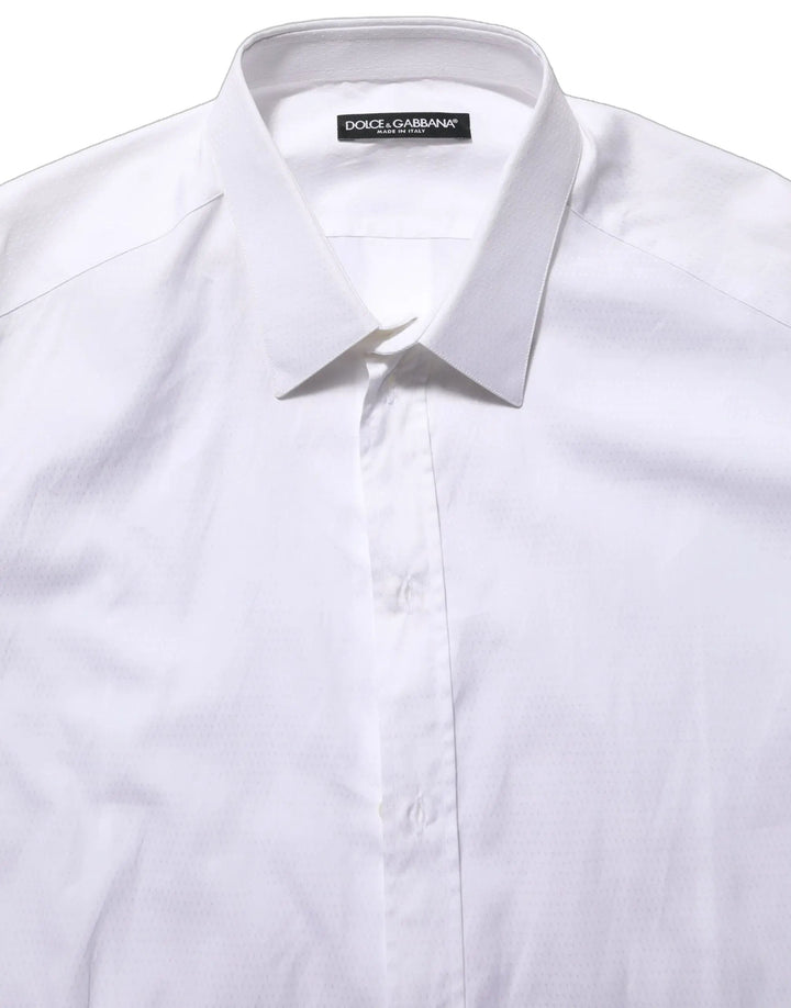 Dolce &amp; Gabbana White Cotton Long Sleeves Men Dress Shirt