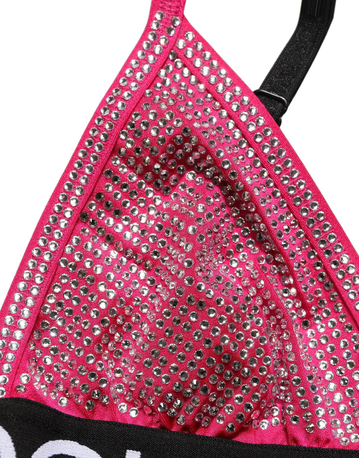 Dolce &amp; Gabbana Pink Crystal Embellished Bralette Crop Top