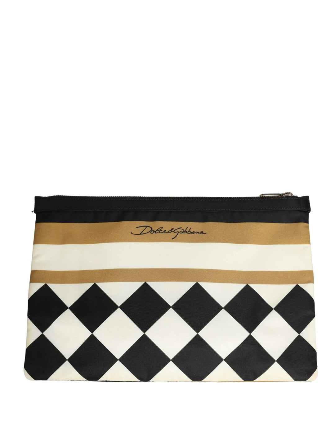 Dolce &amp; Gabbana Multicolor Checkered Logo Print Nylon Clutch Borse Bag