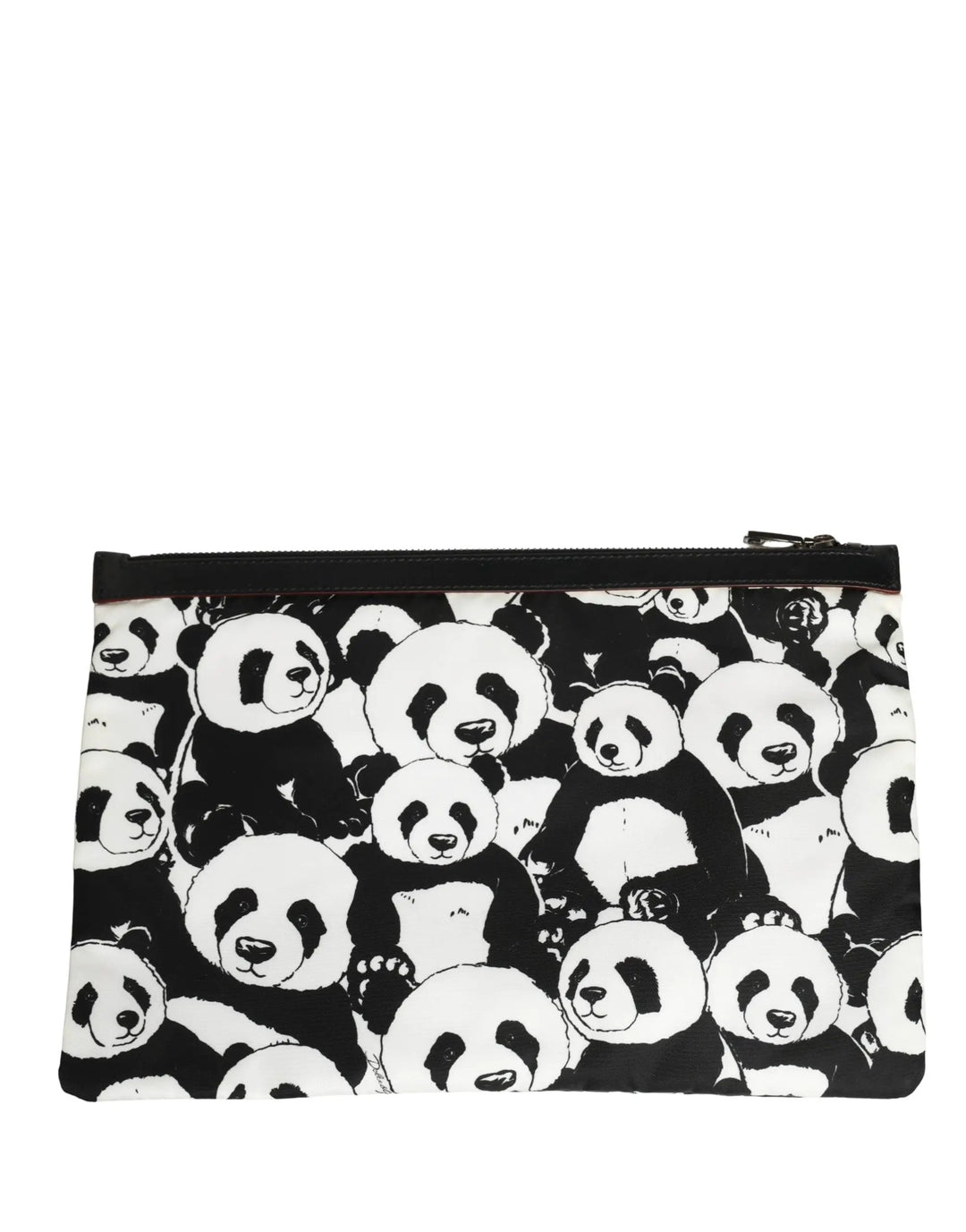 Dolce &amp; Gabbana Black White Panda Print Nylon Clutch Men Pouch Borse Bag