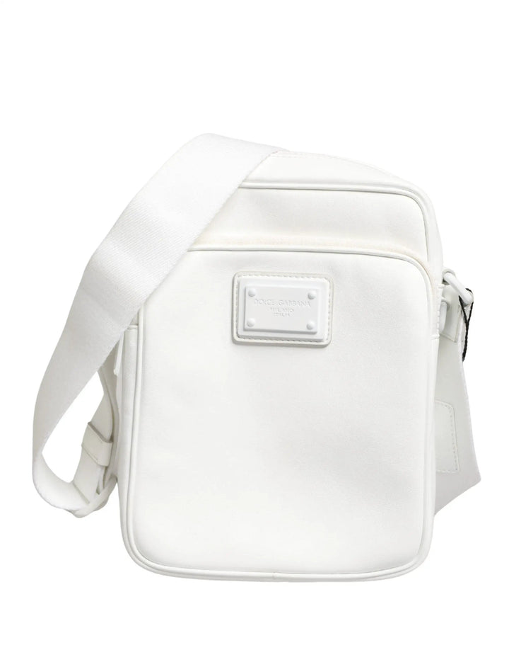 Dolce &amp; Gabbana White Logo Plaque Crossbody Shoulder Borse Men Bag