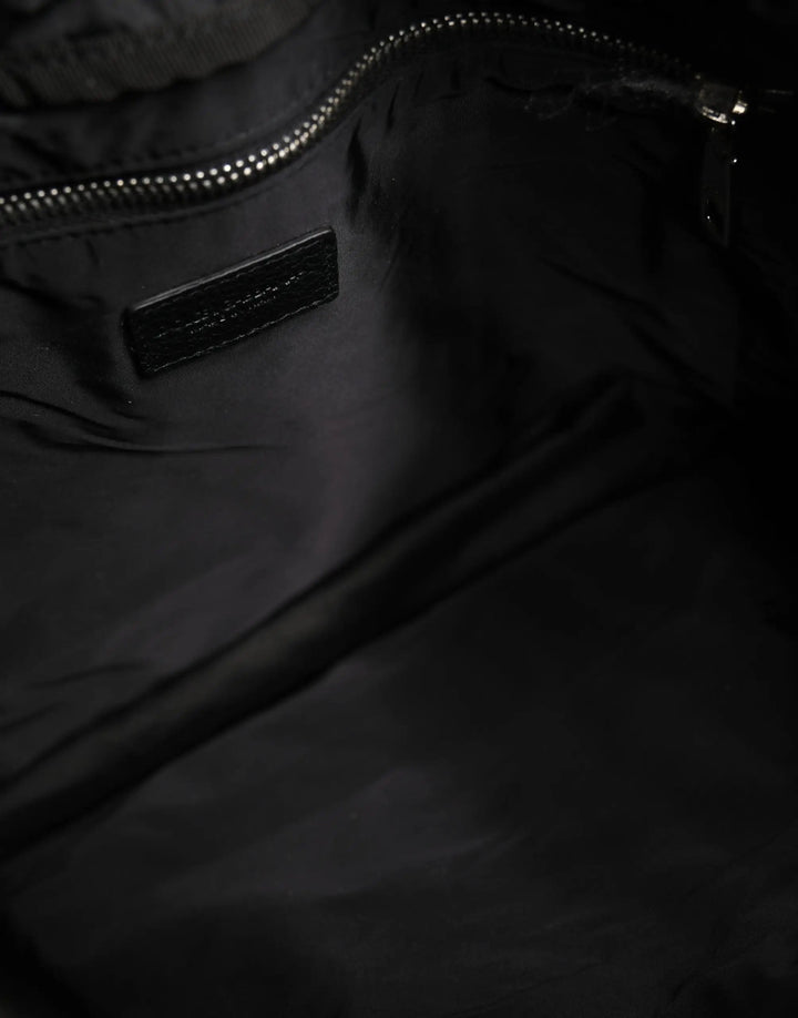 Dolce &amp; Gabbana Black White Striped Polyester Drawstring Backpack Men Bag