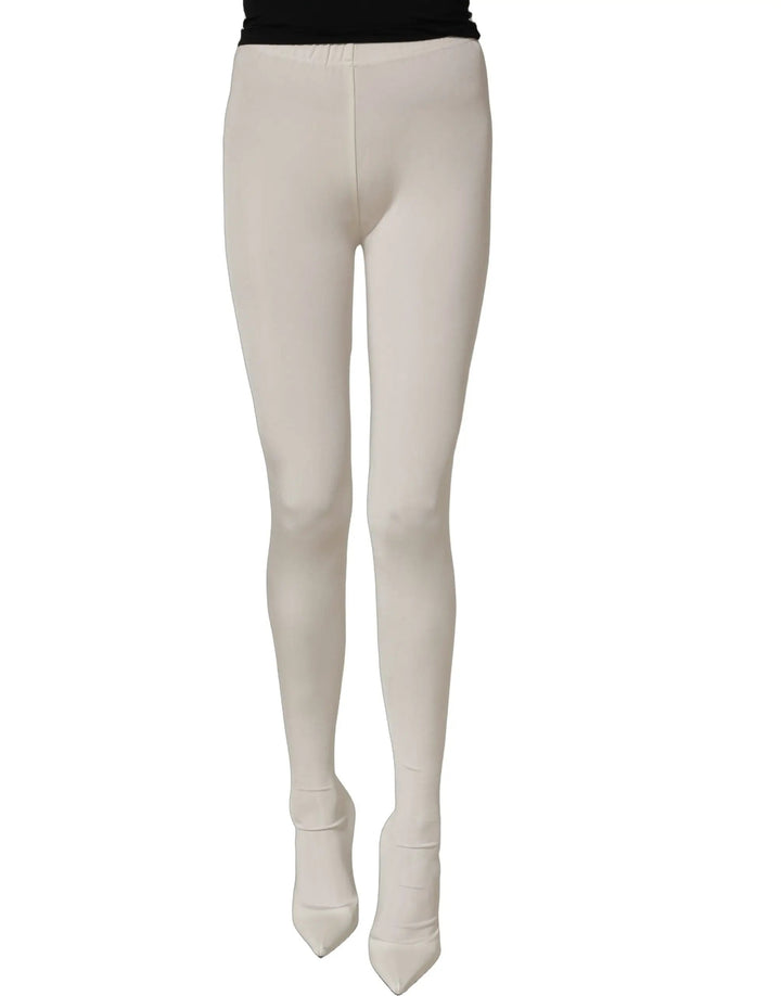 Dolce &amp; Gabbana White High Heels Pumps Jersey Tights Shoes