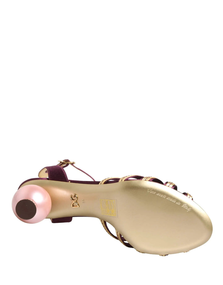 Dolce &amp; Gabbana Sample Sale | Dolce &amp; Gabbana Purple Gold Keira Pearl Heels Sandals Shoes - | Designer outlet