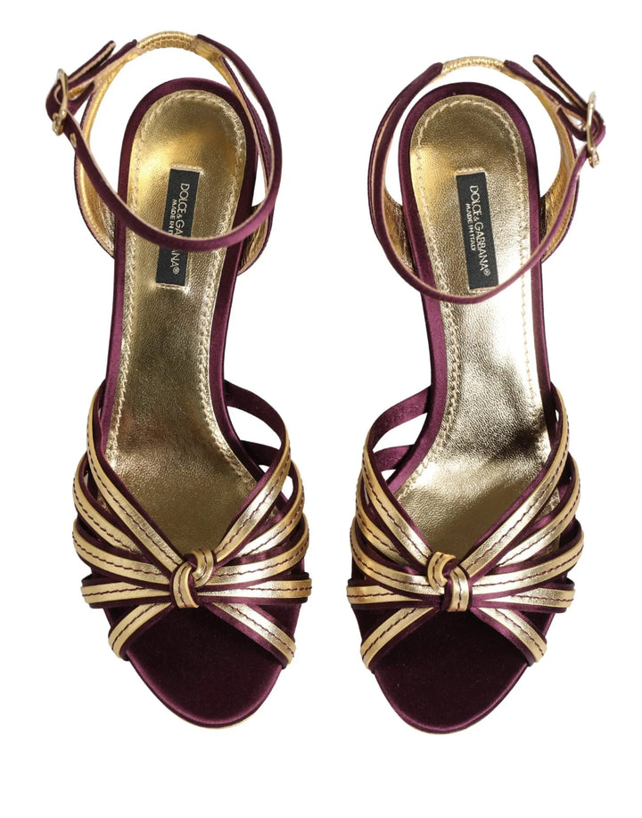 Dolce &amp; Gabbana Sample Sale | Dolce &amp; Gabbana Purple Gold Keira Pearl Heels Sandals Shoes - | Designer outlet