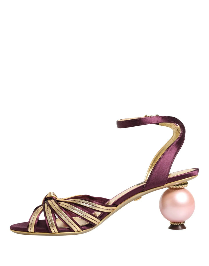 Dolce &amp; Gabbana Sample Sale | Dolce &amp; Gabbana Purple Gold Keira Pearl Heels Sandals Shoes - | Designer outlet