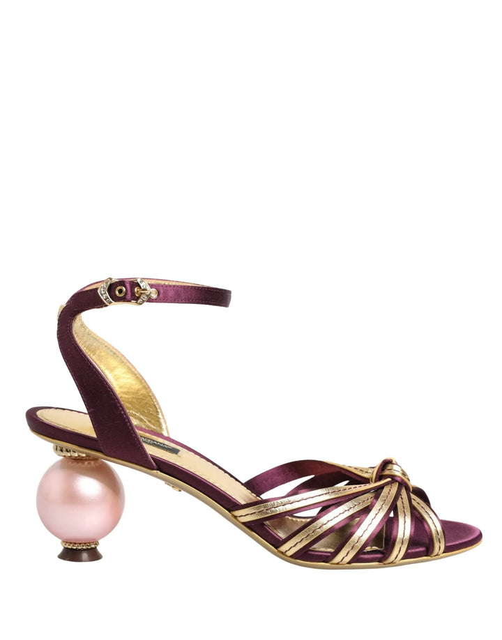 Dolce &amp; Gabbana Sample Sale | Dolce &amp; Gabbana Purple Gold Keira Pearl Heels Sandals Shoes - | Designer outlet